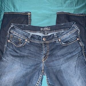 Silver Dark Blue Capri jeans